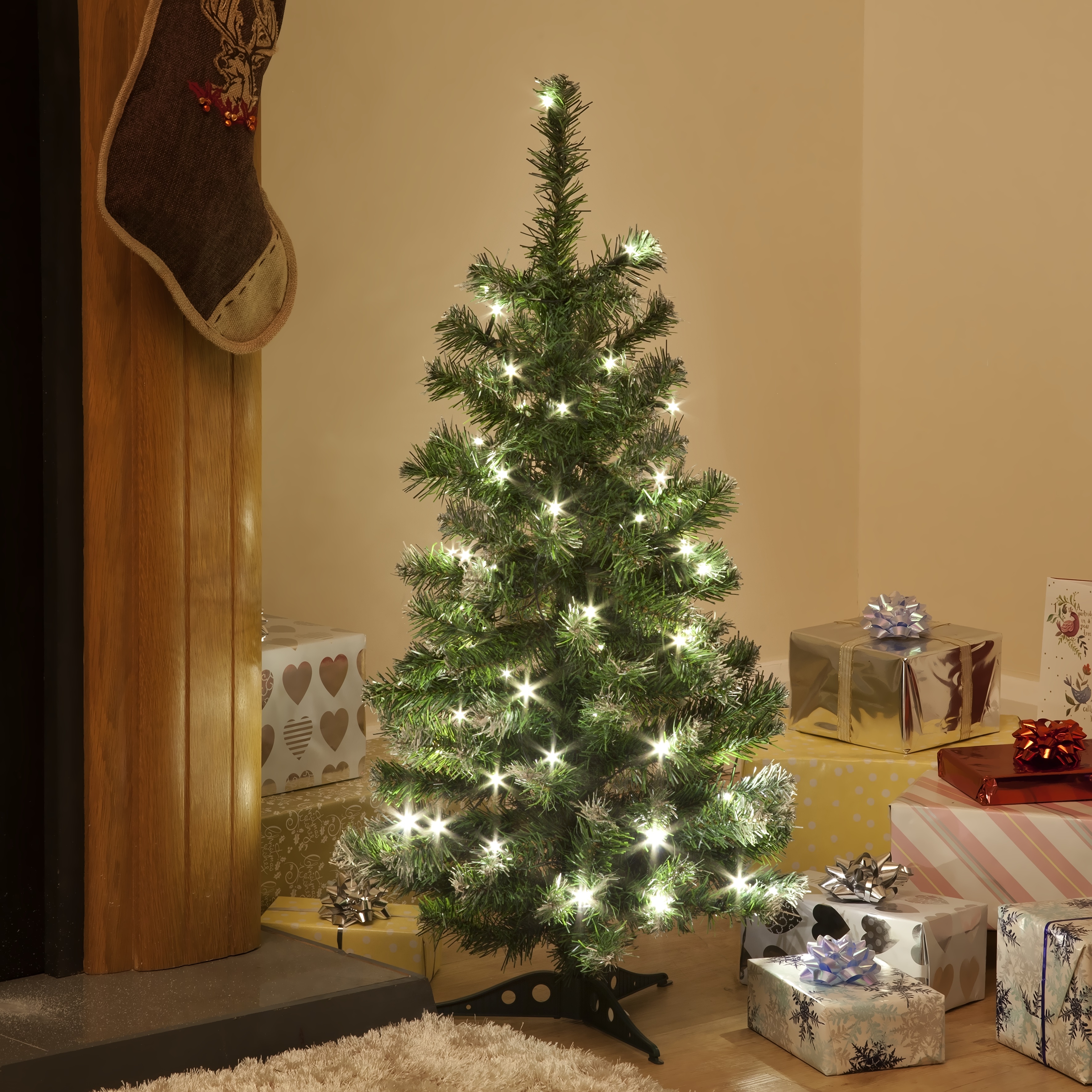 PreLit Deluxe Green Frosted Christmas Warm White LED Tree 3ft 5ft 6ft